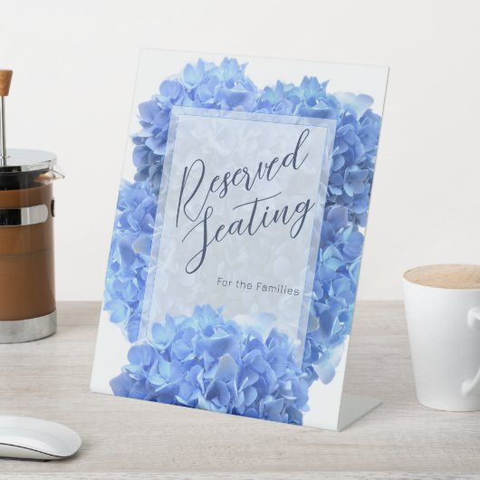 予約サインブルーアジサイ結婚式レセプション 台座サイン (インサイチュ)