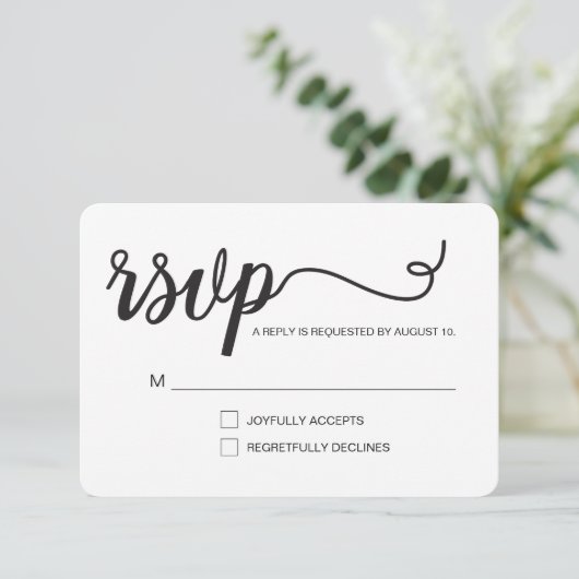 予約シンプルシートを郵送しないRSVPの予約スクリプト 出欠カード (スタンド正面)