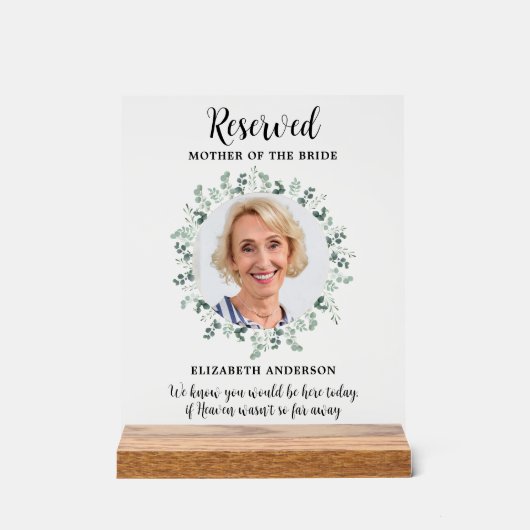 予約シート写真ユーカリ結婚ス記念碑 アクリルサイン (正面)