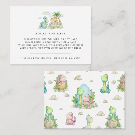 予約依頼|恐竜の小さなベビーシャワー  エンクロージャーカード (正面/裏面)