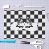 予約市松模様に中の旗車とレースカー 薄葉紙 (クラフト)