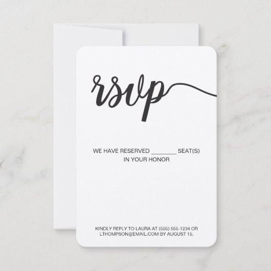 予約席を郵送しない垂直RSVP 素朴 出欠カード (正面)