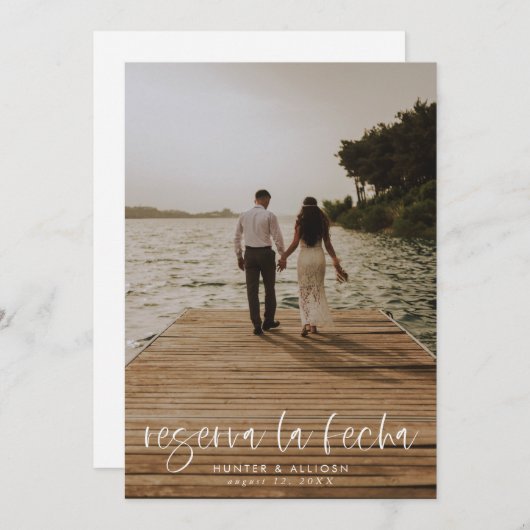 予約日 現代の写真 招待状 (正面/裏面)