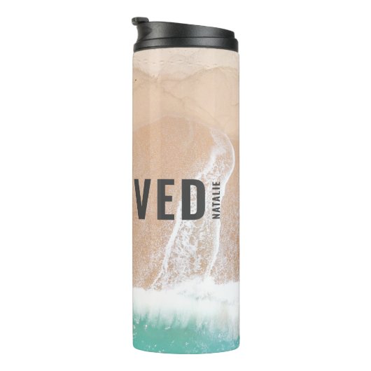 予約海ビーチギフト夏おもしろいタイポグラフィ タンブラー (回転右)