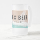 予約海ビーチギフト夏おもしろいタイポグラフィ フロストグラスビールジョッキ (正面右)
