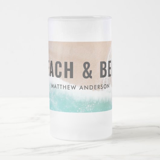 予約海ビーチギフト夏おもしろいタイポグラフィ フロストグラスビールジョッキ (中央)