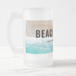 予約海ビーチギフト夏おもしろいタイポグラフィ フロストグラスビールジョッキ