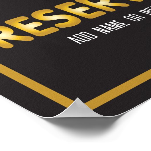 予約済みサインエレガントインの黒と金ゴールド ポスター (角)