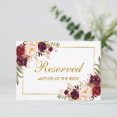 予約済みテキストのテー結婚ブルまたはプレートカードの追加 サンキューカード (スタンド正面)