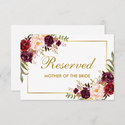 予約済みテキストのテー結婚ブルまたはプレートカードの追加 サンキューカード (正面/裏面)