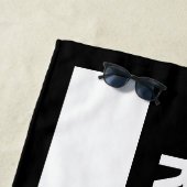 予約済み白色文字ストライプ付き黒縁ど ビーチタオル (インサイチュ)