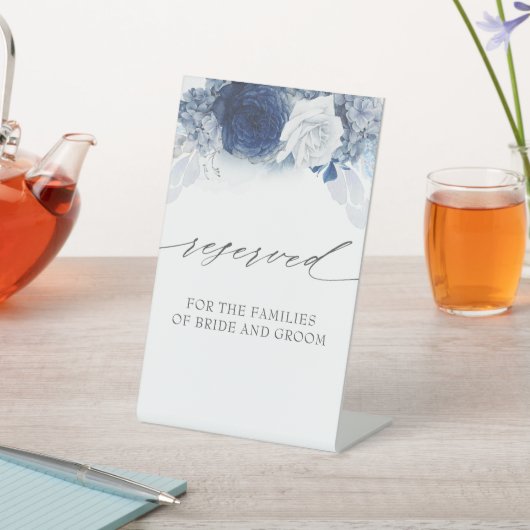 予約済み – ほこりっぽい青と白のフローラ結婚の 台座サイン (インサイチュ)