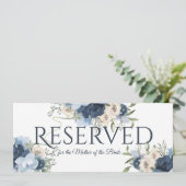 予約済み ブルー 花柄 招待状 (スタンド正面)