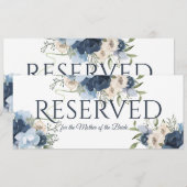 予約済み ブルー 花柄 招待状 (正面/裏面)