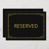 "予約済み"金ゴールドアールデコ結婚スタイルの符号 招待状 (正面/裏面)