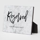 予約済み |銀大理石に描かれた手書きのスクリプト フォトプラーク (側面)