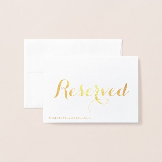 予約金ゴールドスクリプトエレガントなウェディングテーブルプレイス 箔カード (裏面封筒付き)