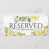 予約 黄色 花柄 招待状 (裏面)