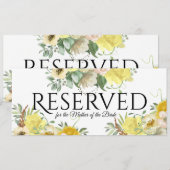 予約 黄色 花柄 招待状 (正面/裏面)