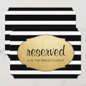 予約 黒ストライプ 偽金箔 結婚式看板 招待状 (正面/裏面)
