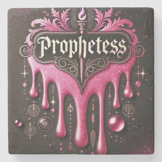 予言者の4x4大理石コースター（4セット）:Pu ストーンコースター (正面)