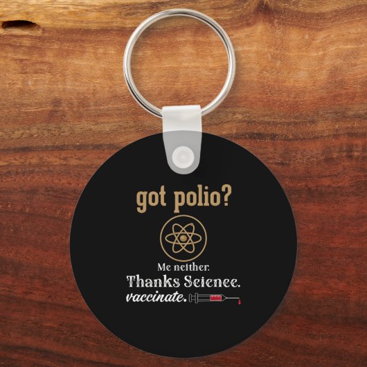 予防接種おもしろいユーモアグラフィック引用文科学ポリオ キーホルダー (正面)
