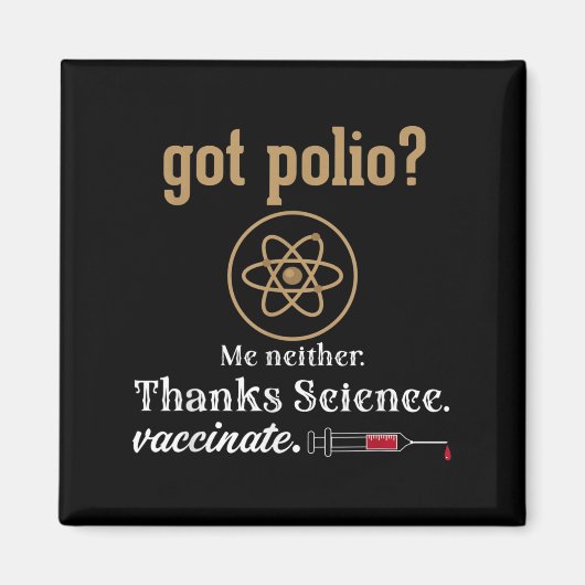 予防接種おもしろいユーモアグラフィック引用文科学ポリオ マグネット (正面)