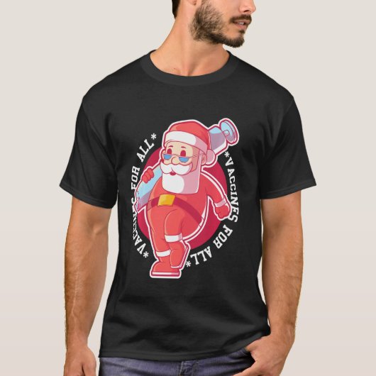 予防接種おもしろいTシャツワクチンサンタシャツ Tシャツ (正面)