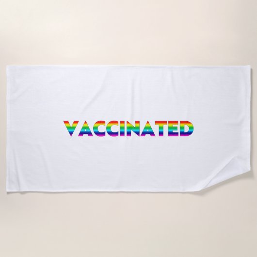 予防接種されたプライドlgbt lgbtqゲイレインボーカラー ビーチタオル (正面)