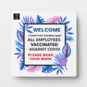 予防接種された従業員ロゴビジネス衣服マスク フォトプラーク (正面)