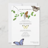 予防接種された検疫終了懇親会蝶 招待状 (正面)