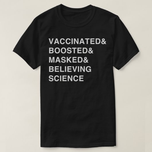 予防接種でマスク信じ科学を強化おもしろい Tシャツ (デザイン正面)