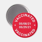 予防接種を受けカスタムる日付と文字赤 マグネット (正面/裏面)