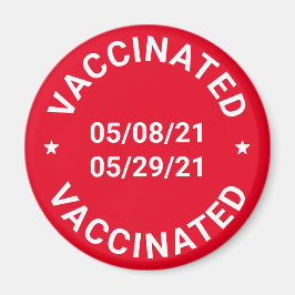 予防接種を受けカスタムる日付と文字赤 マグネット