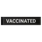 予防接種を受け、白黒のカスタマイズ可能なデスク名プラン デスクネームプレート (正面)