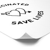 予防接種を受救ける白黒ハート ポスター (角)