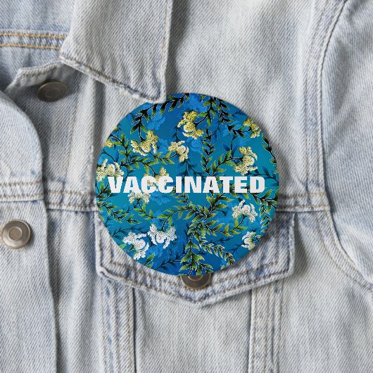 予防接種コロナウイルス全発性ブルーフローラ枝 缶バッジ (インサイチュ)