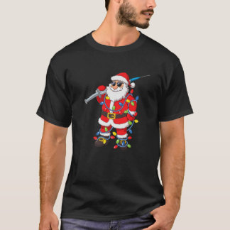 予防接種サンタクロースのサングラスクリスマスツリーL Tシャツ