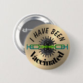 予防接種ピンボタンバッジを受けた 缶バッジ (正面&裏面)