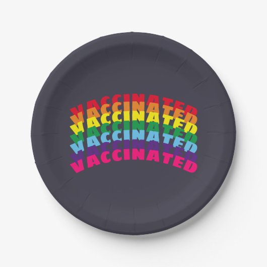 予防接種プライドレインボーダークネイビーブルー ペーパープレート (正面)