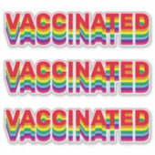 予防接種プライドlgbtゲイレインボーカラーレトロ シール (正面)