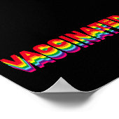 予防接種プライドlgbtレインボーレトロカラーズブラック ポスター (角)