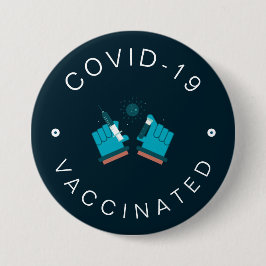 予防接種モダン健康気にやる気を起こさせるティール（緑がかった色） 缶バッジ