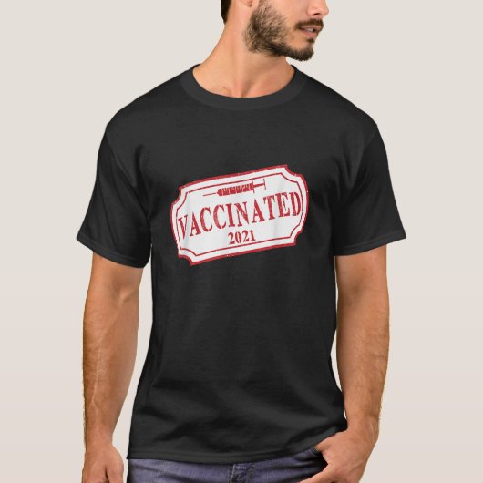 予防接種認定赤ゴムスタンプスティー Tシャツ (正面)