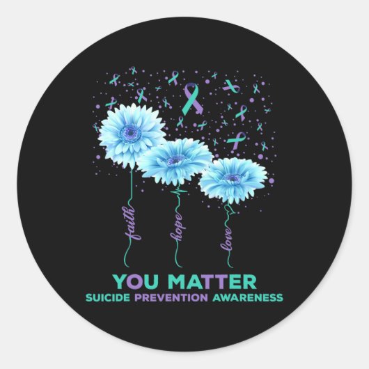 予防認識度ひまわりリボン問題 ラウンドシール (正面)