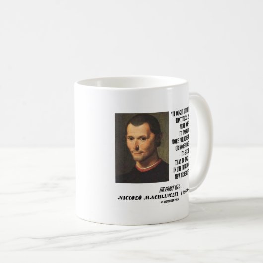 事の引用文のNiccolo Machiavelliの新しい発注 コーヒーマグカップ (正面右)