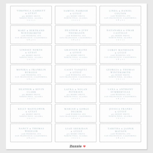 事前にアドレス指定結婚されたゲストメーリングラベルステッカー シール (シート)