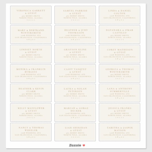 事前にアドレス指定結婚されたゲストメーリングラベルステッカー シール (シート)