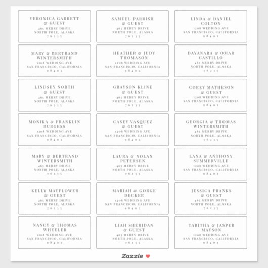 事前にアドレス指定結婚されたゲストメーリングラベルステッカー シール (シート)