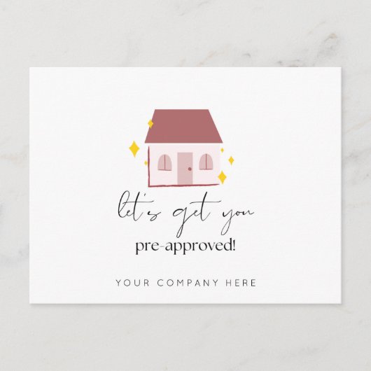 事前に承認された不動産の実在マーケティング ポストカード (正面)